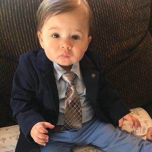 Size 12M Mayoral Navy Blue Suede Blazer